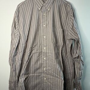 Eddie Bauer Men's Striped Button Down Shirt - Gray and White